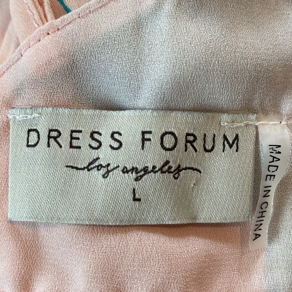 Dress Forum LA Monstera Open Back Pink Maxi Dress w Palm/Philodendron Print Lg - Picture 5 of 17